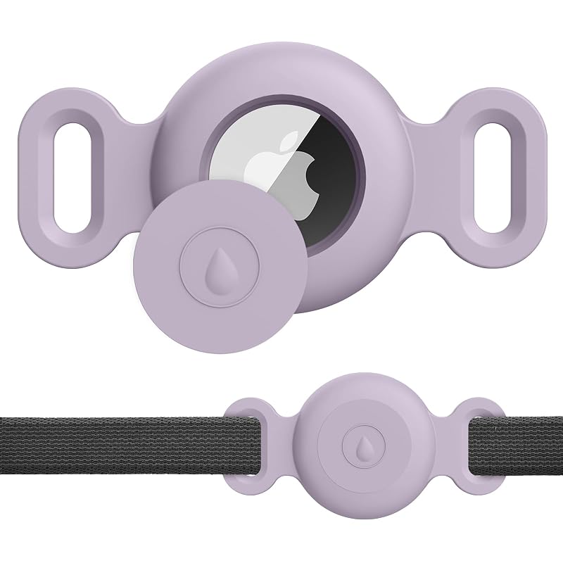 Suporte para Apple AirTag em coleira de cães e gatos Meliya, silicone à prova d’água, compatível com 1ª e 2ª geração, lavanda, tamanho pequeno