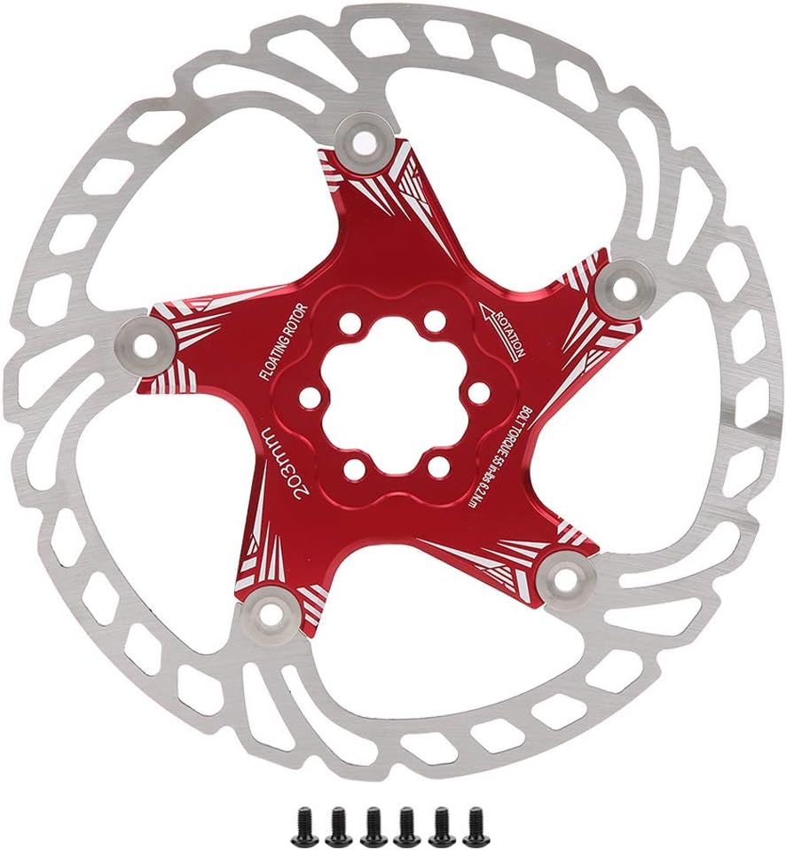 Niiyen 203mm Bike Disc Brake Rotor Brake Pad Disk Metal Mountain Bike Brake Disc Rotors Cycling Accessory with 5 Stud for BMX Bike (Red)