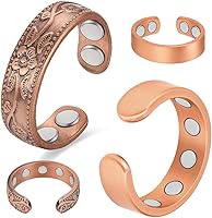 Cigmag 9X Powerful Magnet Copper Rings for Women - Adjustable Pure Copper Therapy Rings, Matte & Plum Finish