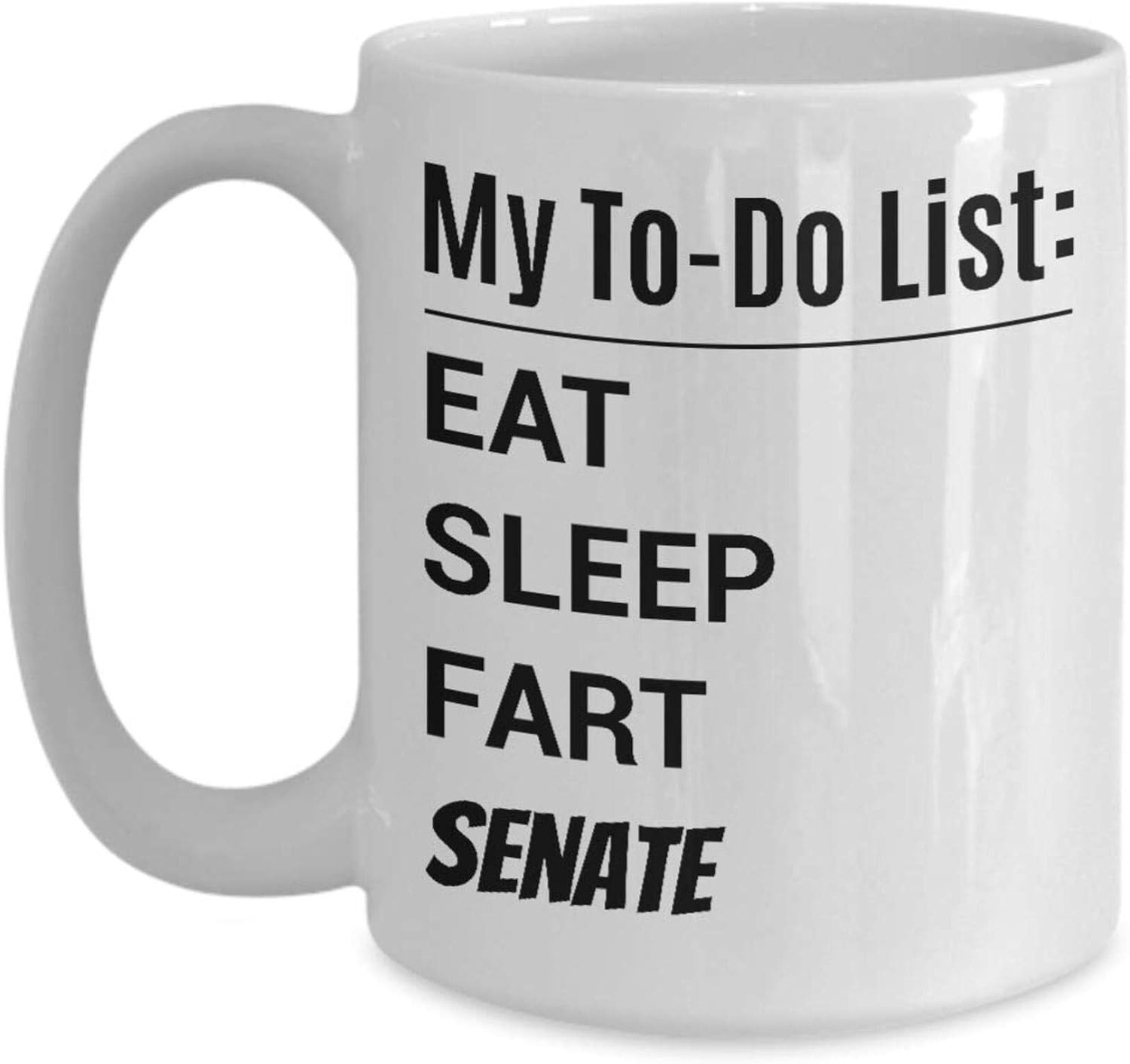 Gift Design Idea Senator Coffee Mug - My To-do List - Eat Sleep Fart Senate, White 11oz Y…