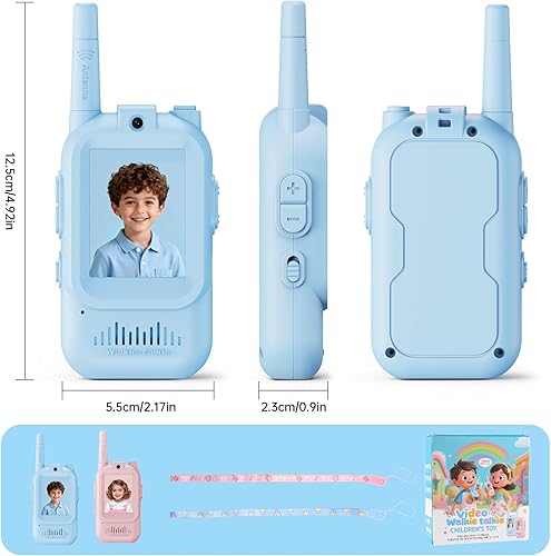 Miniatura 8 de Walkie Talkies de video para niños, paquete de 2 walkie talkies recargables para niños con cámara, Walkie Talkie Facetime para juegos en interiores