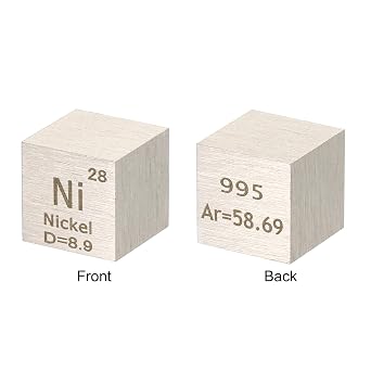 PATIKIL Nickel Cube, 10mm Ni Density Cube | High Density Element Cube Unique Metal Cube Periodic Table of Elements Collections Lab Experiment Teacher Scientific Classes