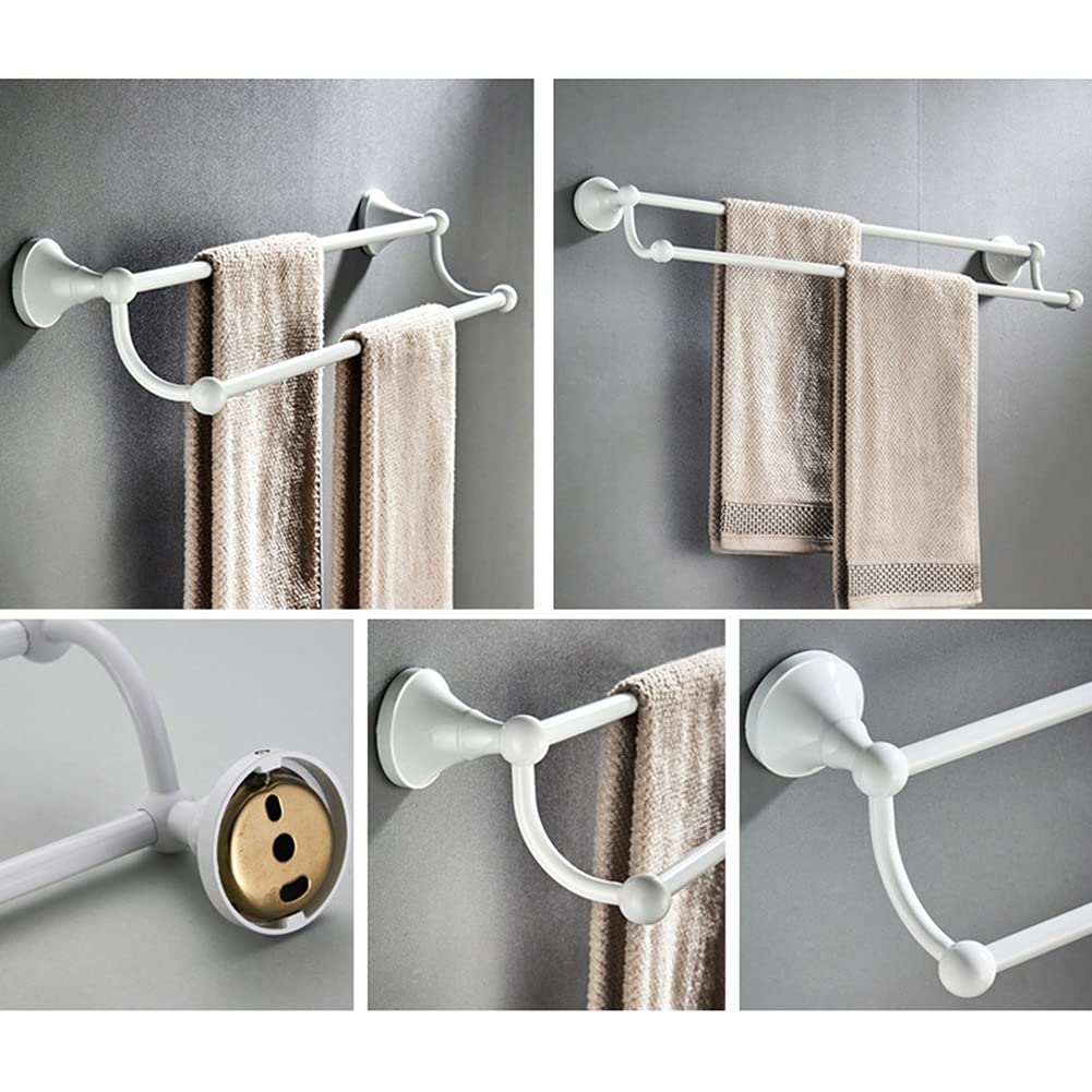 Toallero doble de latón de bronce antiguo para baño y cocina, toallero para hotel e inodoro, acabado blanco