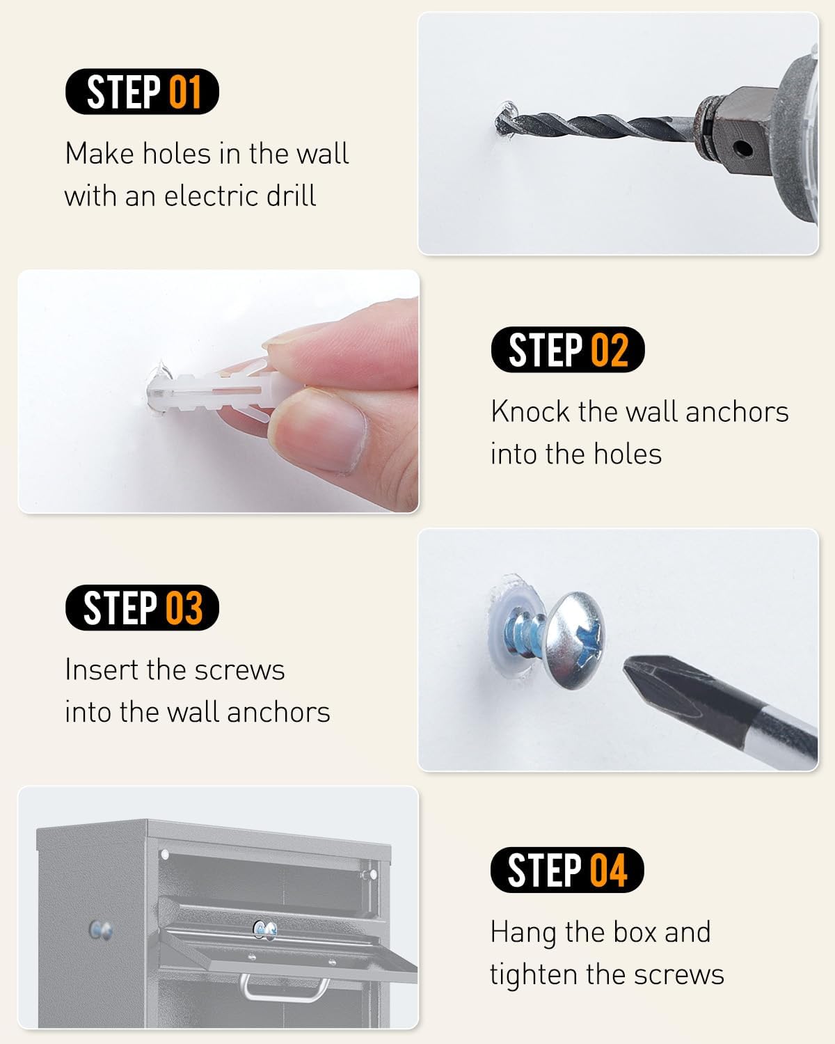 Uniclife Buzón de Pared para Exterior, Antirrobo de Alta Resistencia con Cerradura, Gran Buzón con Llave, Buzón de Seguridad, Buzón de Depósito Seguro, Buzón de Acero para Home Office, Negro