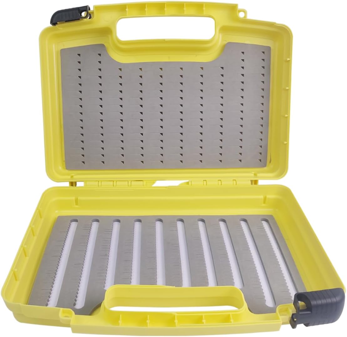 Aventik Streamer Fly Boxes Click Lock Large Streamer Flies Foam Storage Fishing Box Tackle Box Boating Fishing Boxes 14X11X3.35inch/10.43X8.27X3.15inch (SF2 Olivine-14X11X3.35inch)