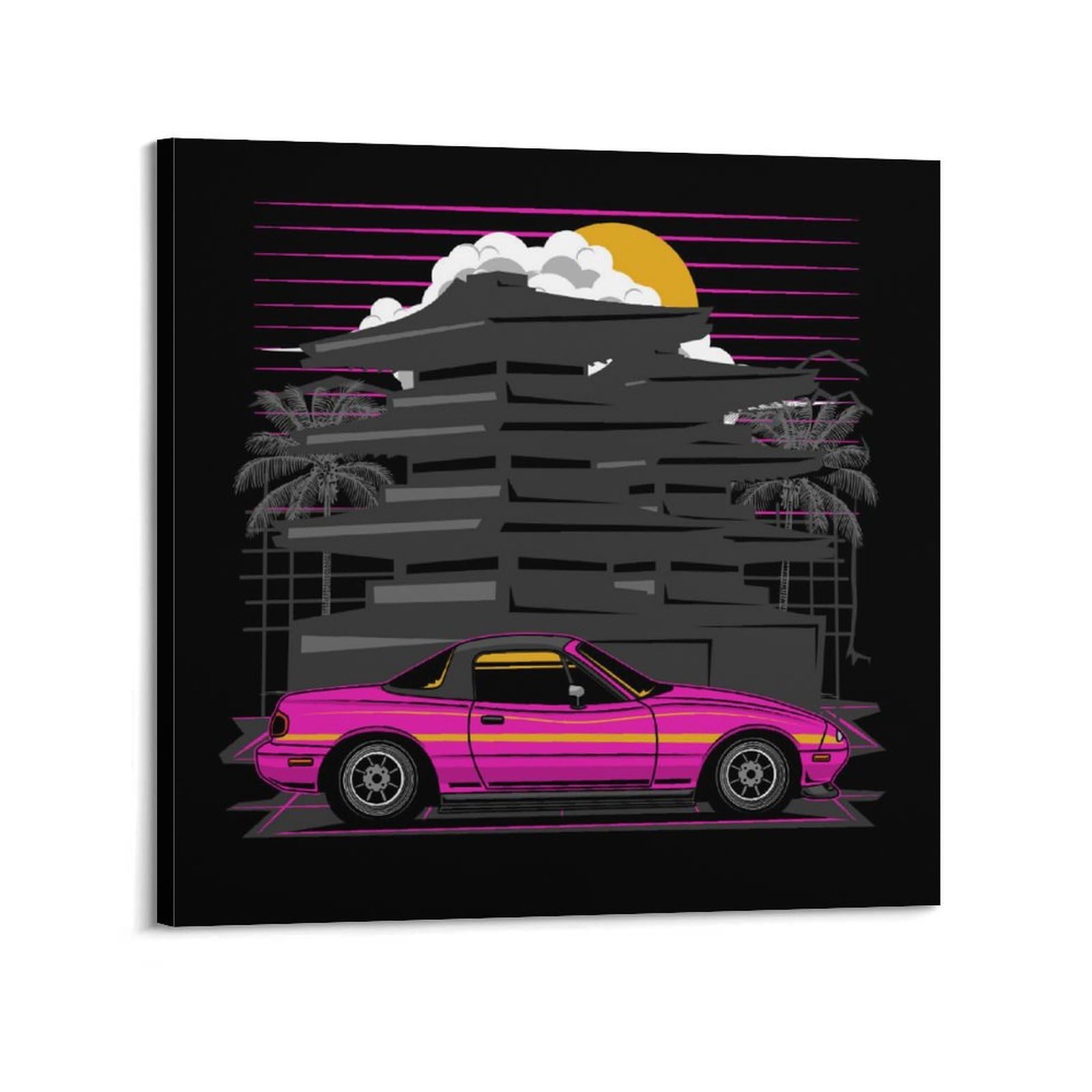 Jiyaycu Frame-Style Jdm Car Poster Mx-5 Vintage Racing Car Decorative Painting Canvas Art Picture 12X12inch(30X30cm)