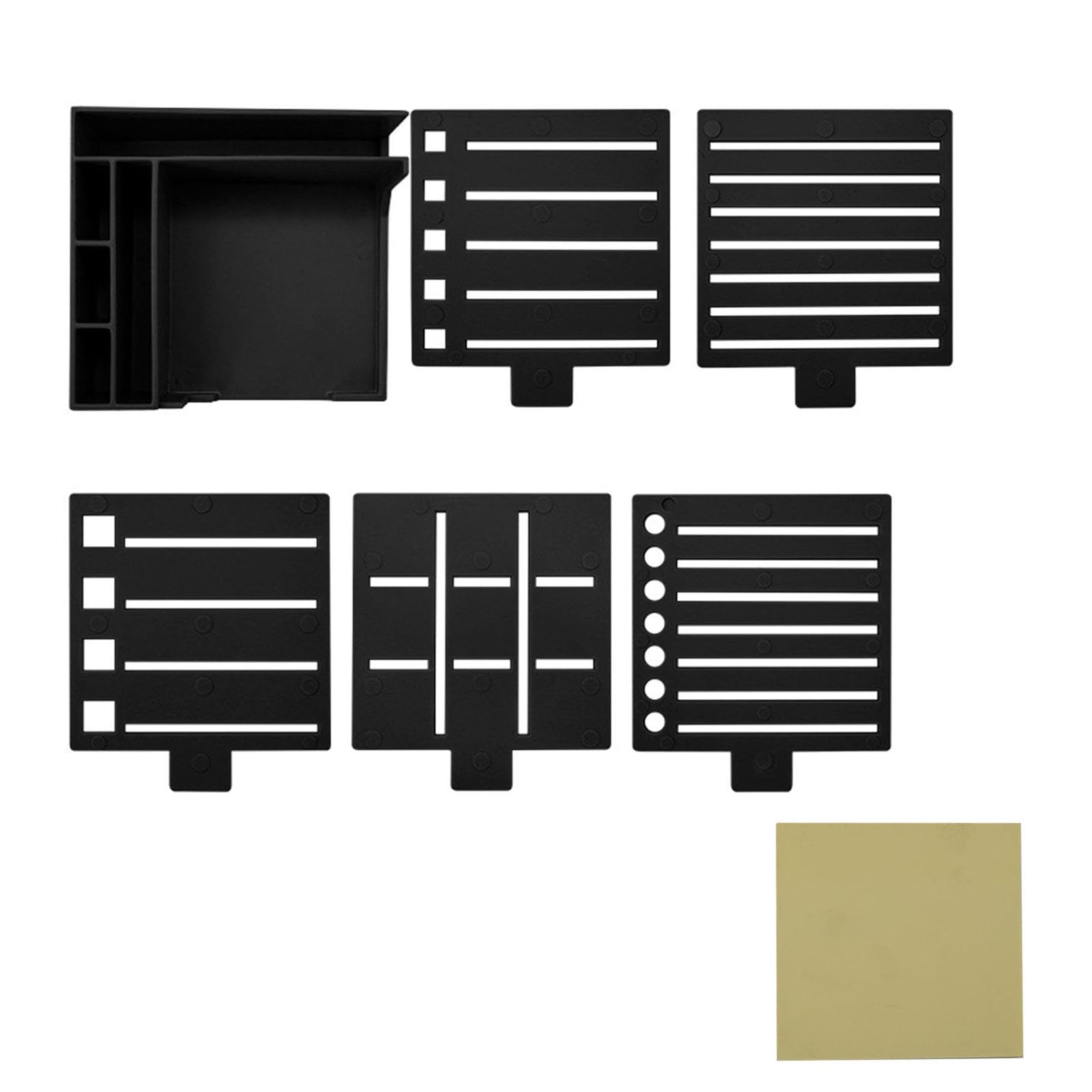 Glifora Square Plastic Note Holder with 5 Templates - Desk Organiser for Lists, Notes and Mobile Phone Stand, Efficient Organisation Tool for Office, School and Home