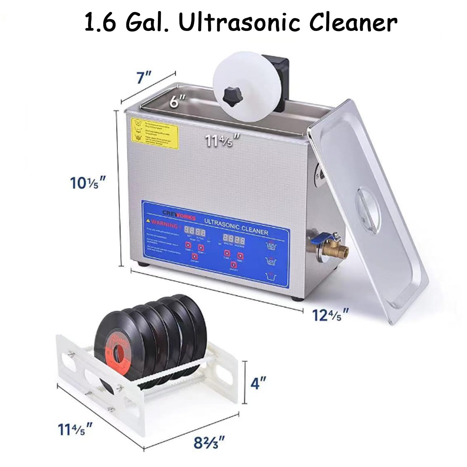 Pulitore ultrasonico per dischi in vinile LP e 8 dischi, macchina multifunzione per la pulizia di gioielli, occhiali, anelli, orologi, circuiti stampati