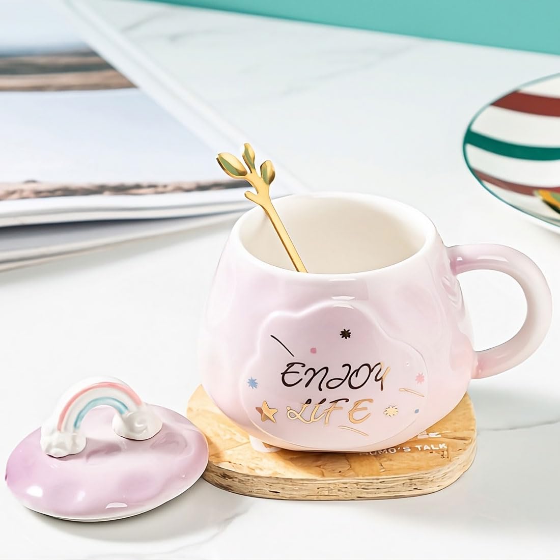 BonZeal Ceramic Pastel Mug Enjoy Life Unicorn Mug with Spoon Coffee Mug 300 ml Birthday Gift for Wife Girlfriend Boyfriend Him Her Men Women Mugs for Coffee Gift for Unicorn Lovers BonZeal Ceramic Pastel Mug Enjoy Life Unicorn Mug with Spoon Coffee Mug 300 ml Birthday Gift for Wife Girlfriend Boyfriend Him Her Men Women Mugs for Coffee Gift for Unicorn Lovers