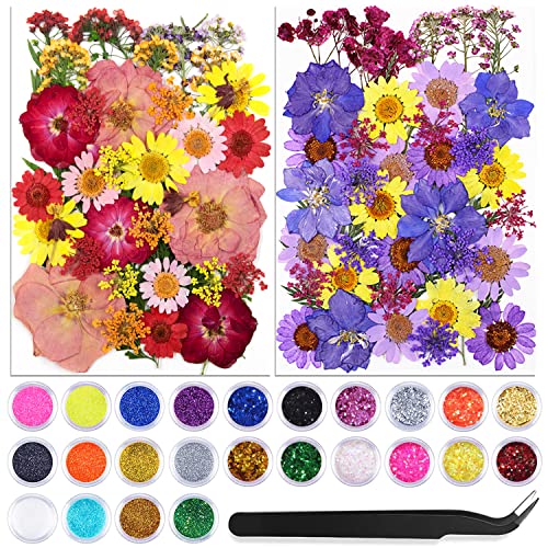 iDattel Getrocknete Gepresste Blumen für Epoxidharz Blumen zubehör,trockenblumen deko,mit Gepresste Blumen Natürliche für Kunst Basteln DIY Harz Scrapbooking Handwerk Cover