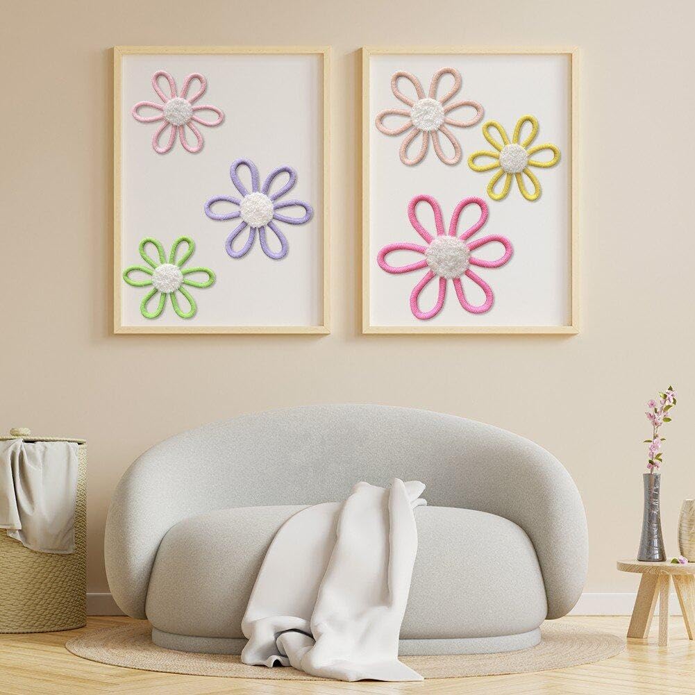 Toyvian Decorazione Da Parete In Macramè Con Margherite - Arazzo Floreale Intrecciato In Stile Bohémien, Per Cameretta Bambina, Dormitorio, Soggiorno