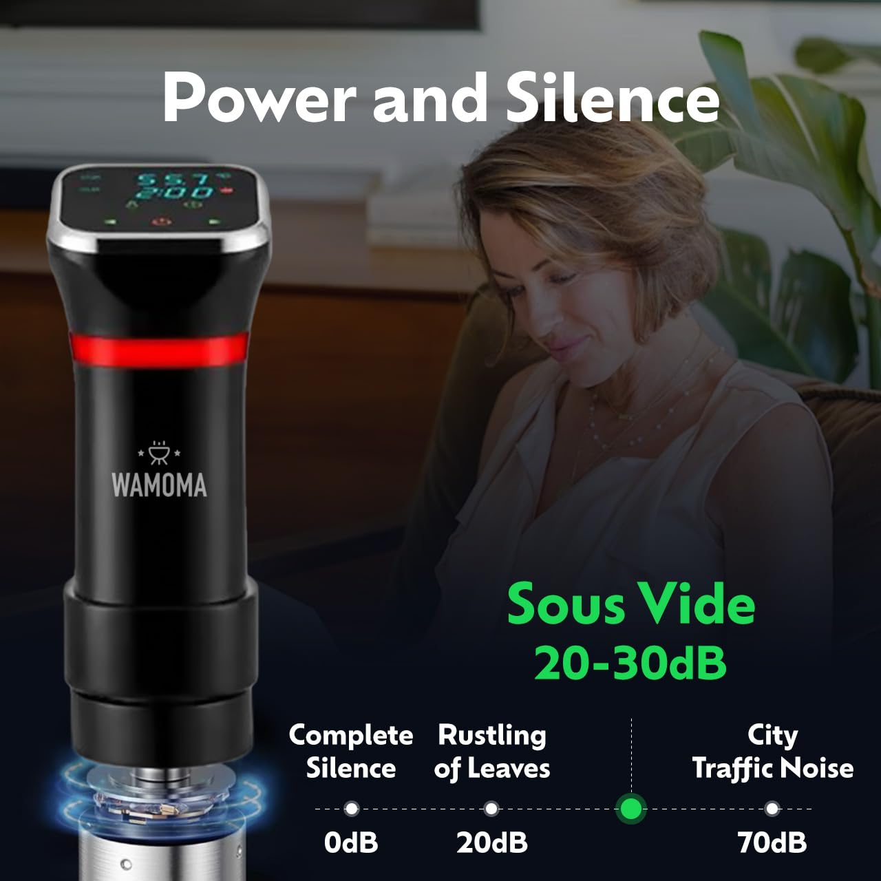 Sous Vide - Precision Cooker with Immersion Circulator & Free Cookbook, 1100W Ultra-Quiet Motor, IPX7 Waterproof, Smart Chip Technology, Perfectly Cooked Meals, Universal Clip Design