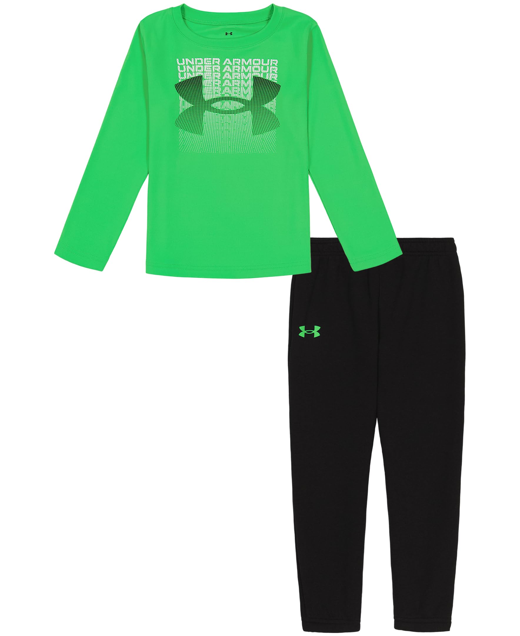 Under Armour FADER BLOCK LOGO LS SET, Green Screen Fader, 18 Months