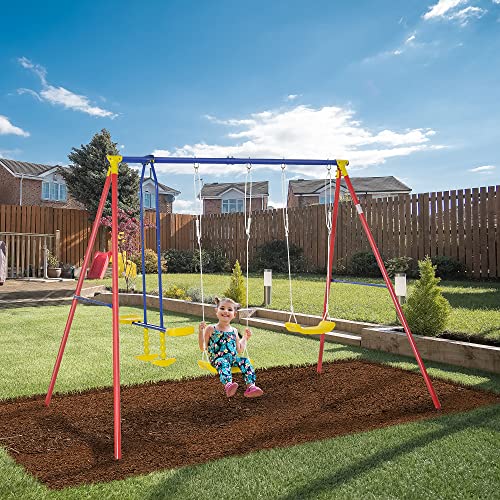 Outsunny Set Altalene da Giardino per 4 Bambini, 2...
