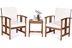 Tangkula 3 Pieces Wood Patio Furniture Set: Comfort and Style for your Outdoor Space