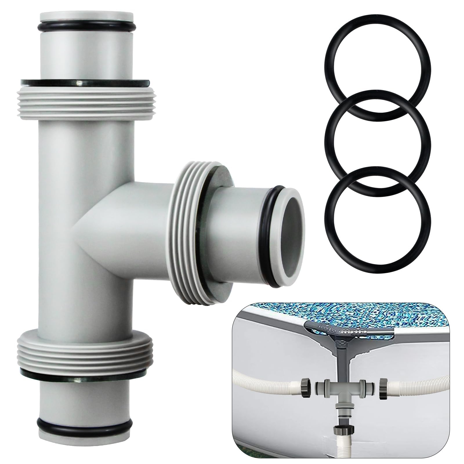 Adapter węża basenowego, trójnik basenowy 38 mm, złącze węża basenowego, akcesoria do basenów naziemnych (A)