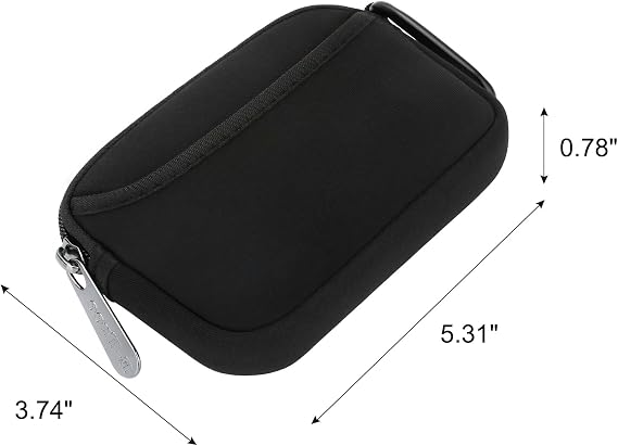 Mini Pouch Case Small Accessories Storage Organizer Tech Bag (Black) | Travel Gadget Bag for USB Cable Drive SD Card Charger Power Adapter Keys Keychain, Coin Purse Wallet Zipper Pocket with Hook