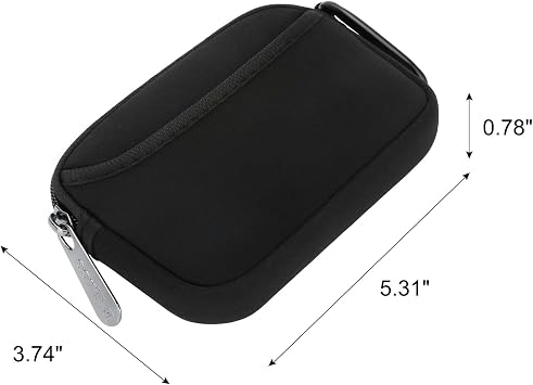 Mini Pouch Case Small Accessories Storage Organizer Tech Bag (Black) | Travel Gadget Bag for USB Cable Drive SD Card Charger Power Adapter Keys Keychain, Coin Purse Wallet Zipper Pocket with Hook