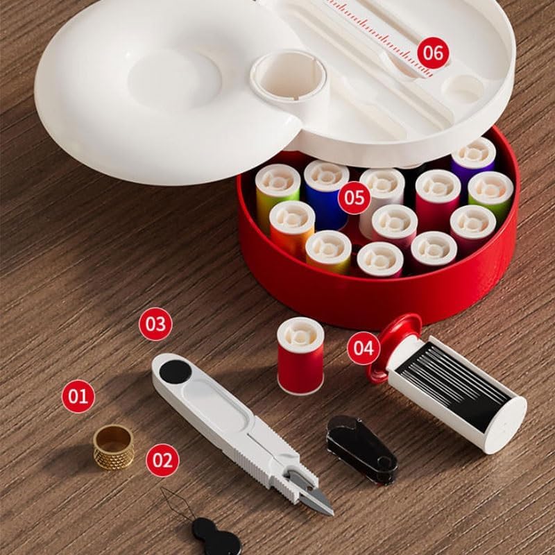 LWECMGSA ABS Rotating Magnetic Suction Needle Thread Box Home Use Practical Sewing Set