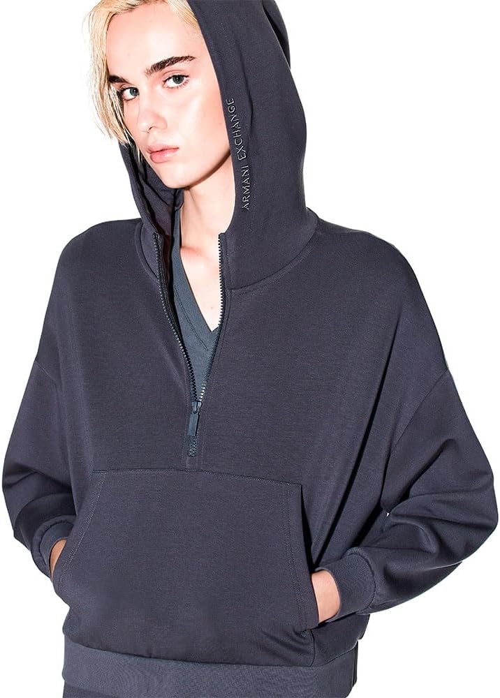 Armani Exchange womens Half Zip Logo Hoodie - Image 4