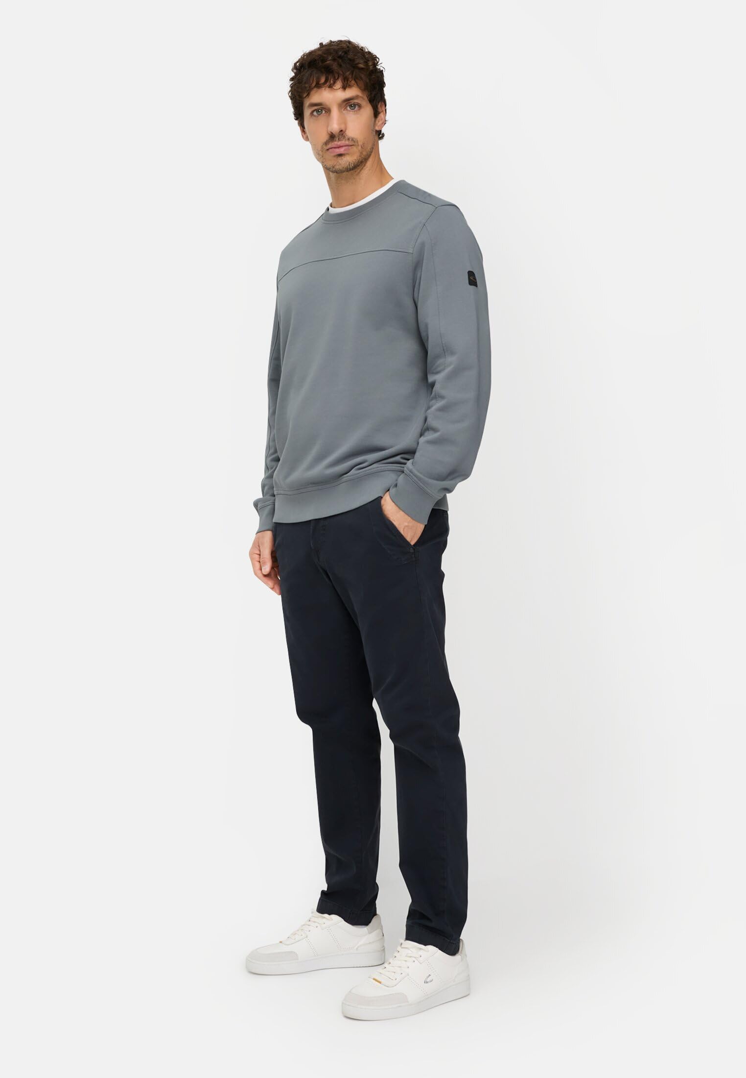 camel active Herren Sweatshirt mit Details | Gemütliches Sweatshirt mit Rundhalsausschnitt aus reiner Baumwolle für Freizeit und Alltag