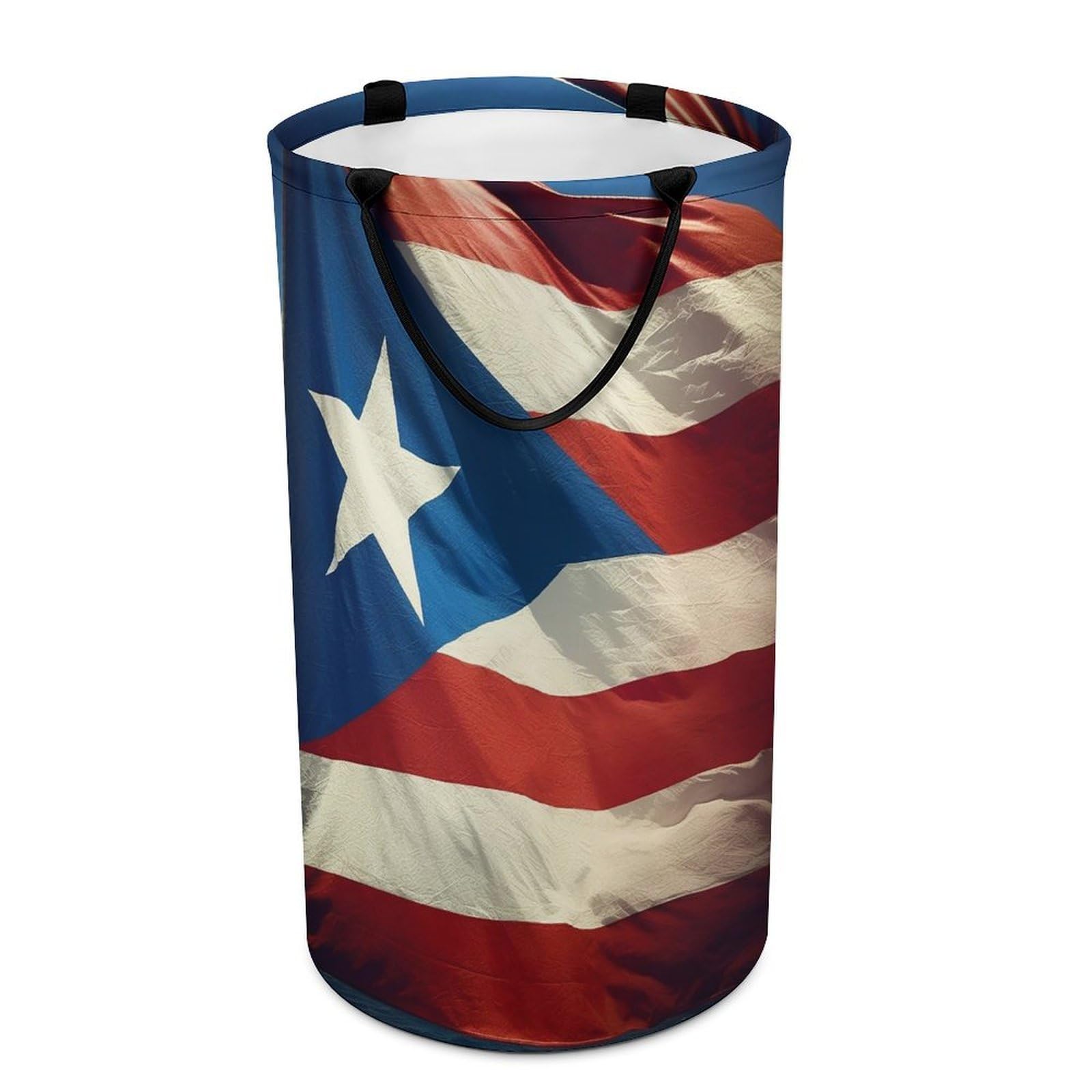 Puerto Rico Wallpaper Flag Laundry Basket Freestanding Laundry Hamper with Handles Waterproof Dirty Clothes Hamper Collapsible Washing Bin Aesthetic Clothes Basket for Bathroom Bedroom Dorm