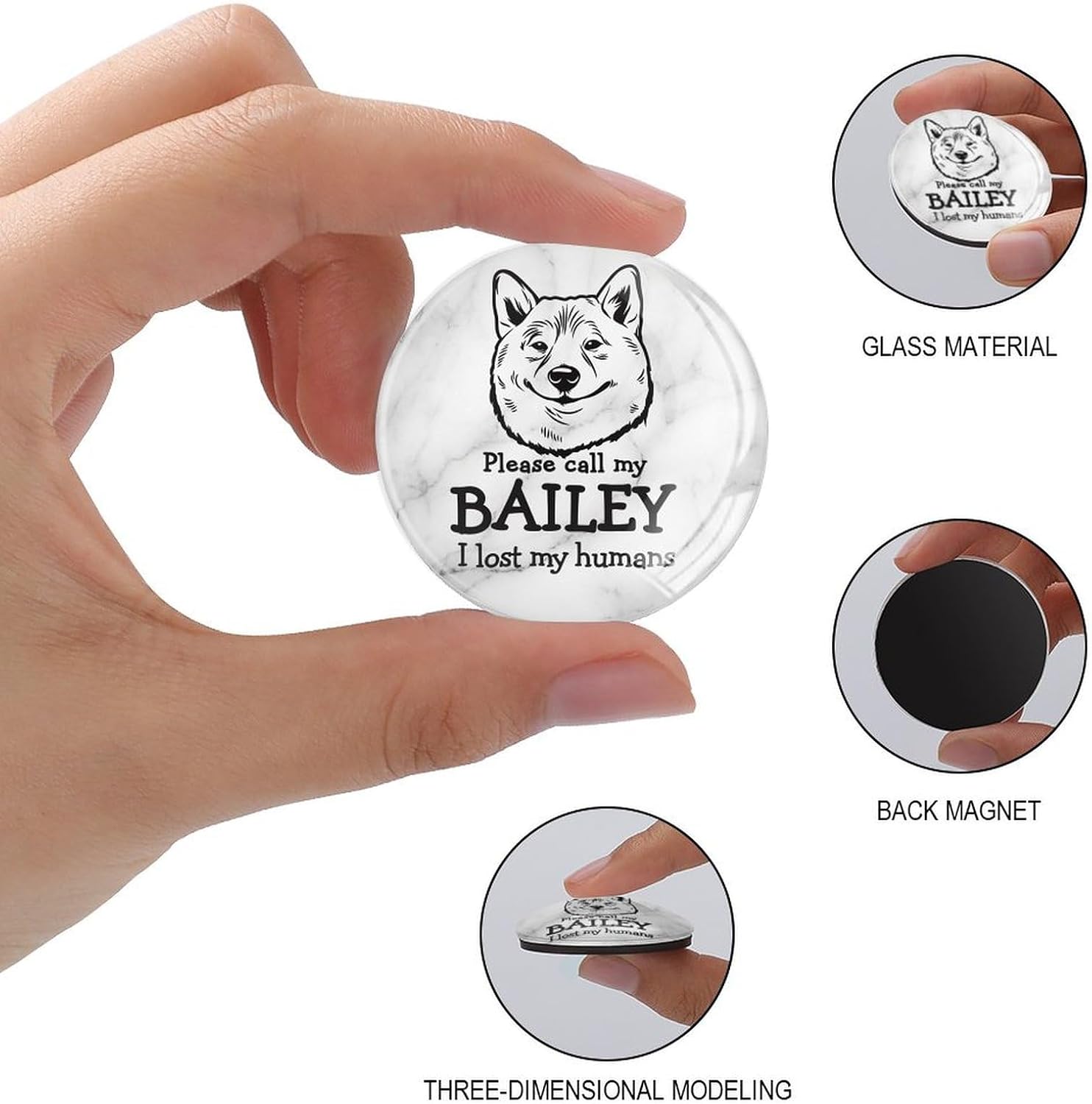 Custom Shiba Inu Dog Name Refrigerator Magnets Please I Lost My Human Magnetic for Fridge Pet Lovers Glass Fridge Magnet Magnetic Stickers for Holiday Mailbox Garage Door Decor image 3