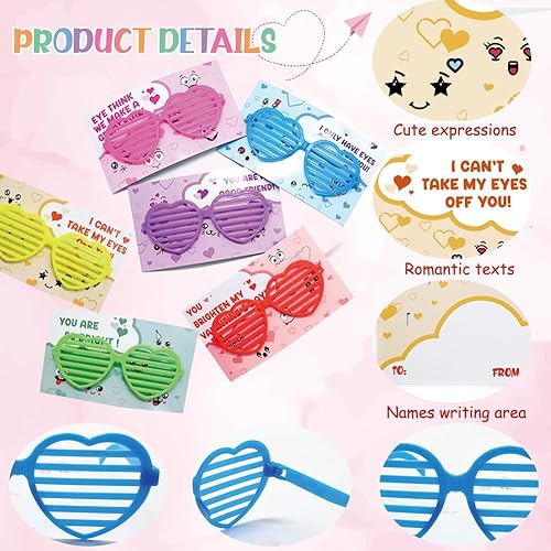 Miniatura 4 de LUKBERA Paquete de 30 lentes con forma de corazón, lentes de sol de plástico para niños, búsqueda de huevos de Pascua, cesta de Pascua, relleno de