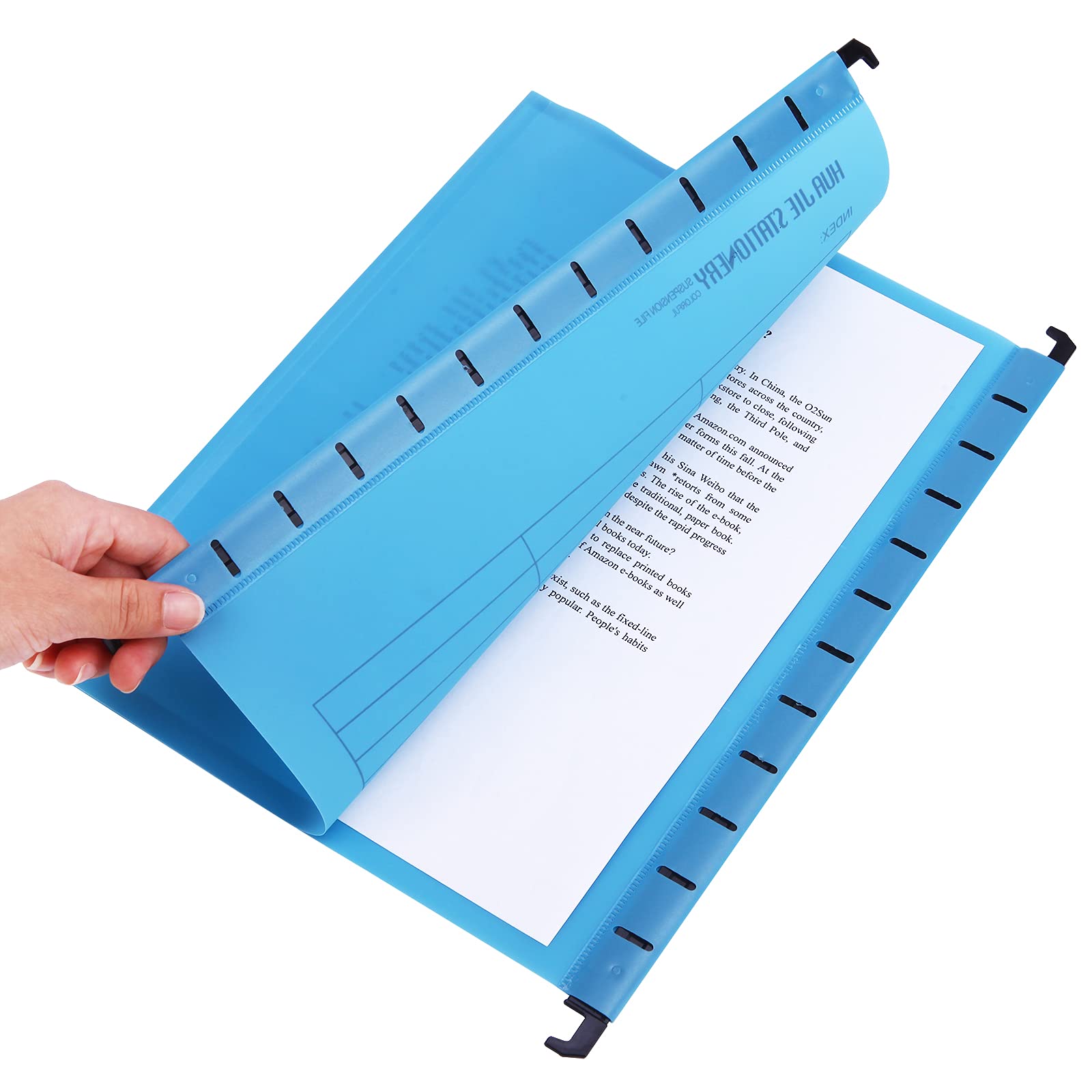 Lot de 12 Grande Dossiers Suspendus Foolscap avec Onglets et inserts en Carte, 4 Couleurs, Mesure 41 x 25 x 37 cm, en Polypropylène, pour Bureau Maison