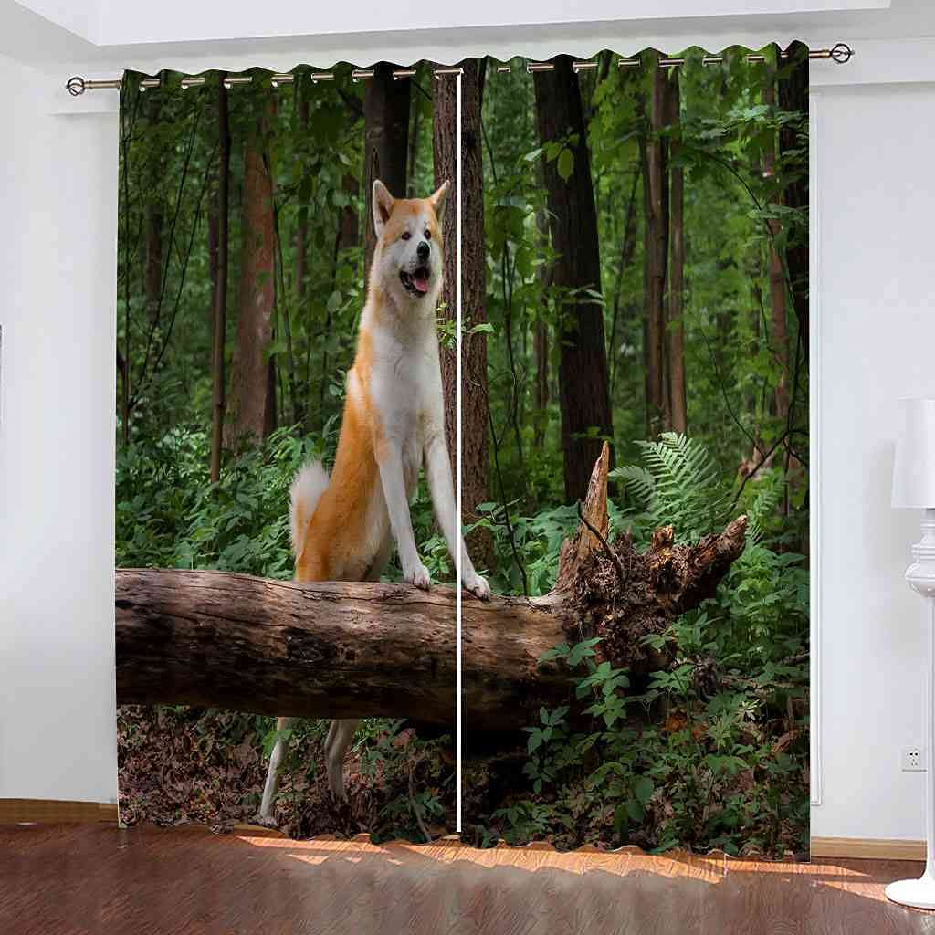 Rideau occultant 200x160 cm motifs animaux de la forêt pour un salon d'enfants calme et tamisé
