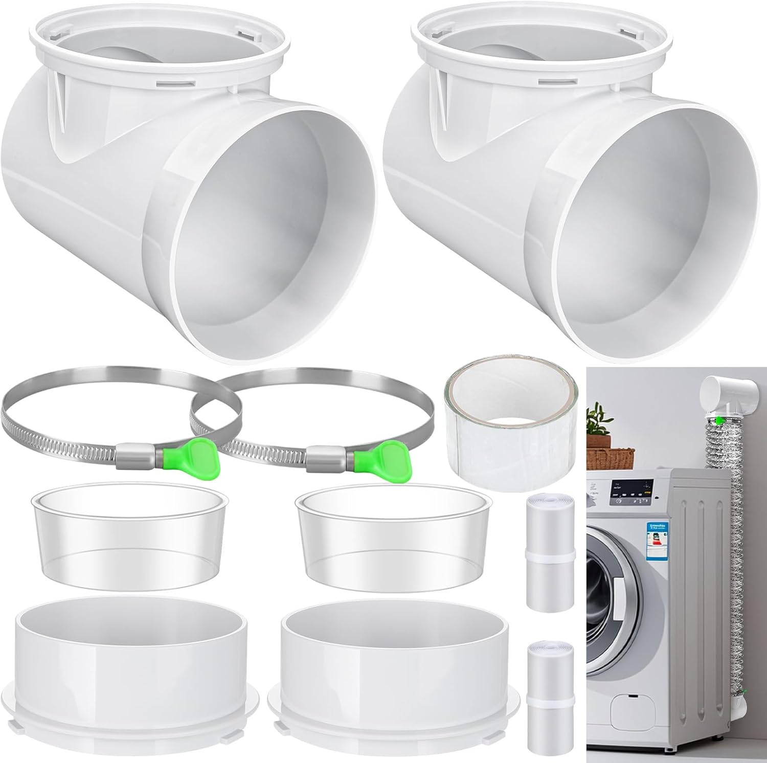 90 Degree Dryer Vent Elbow(2 Pcs),Dryer Vent Duct Connector Kit,90 Degree Dryer Vent Tight-Fit Connector Elbow for 4 Inch Dryer Duct Vent Hose.