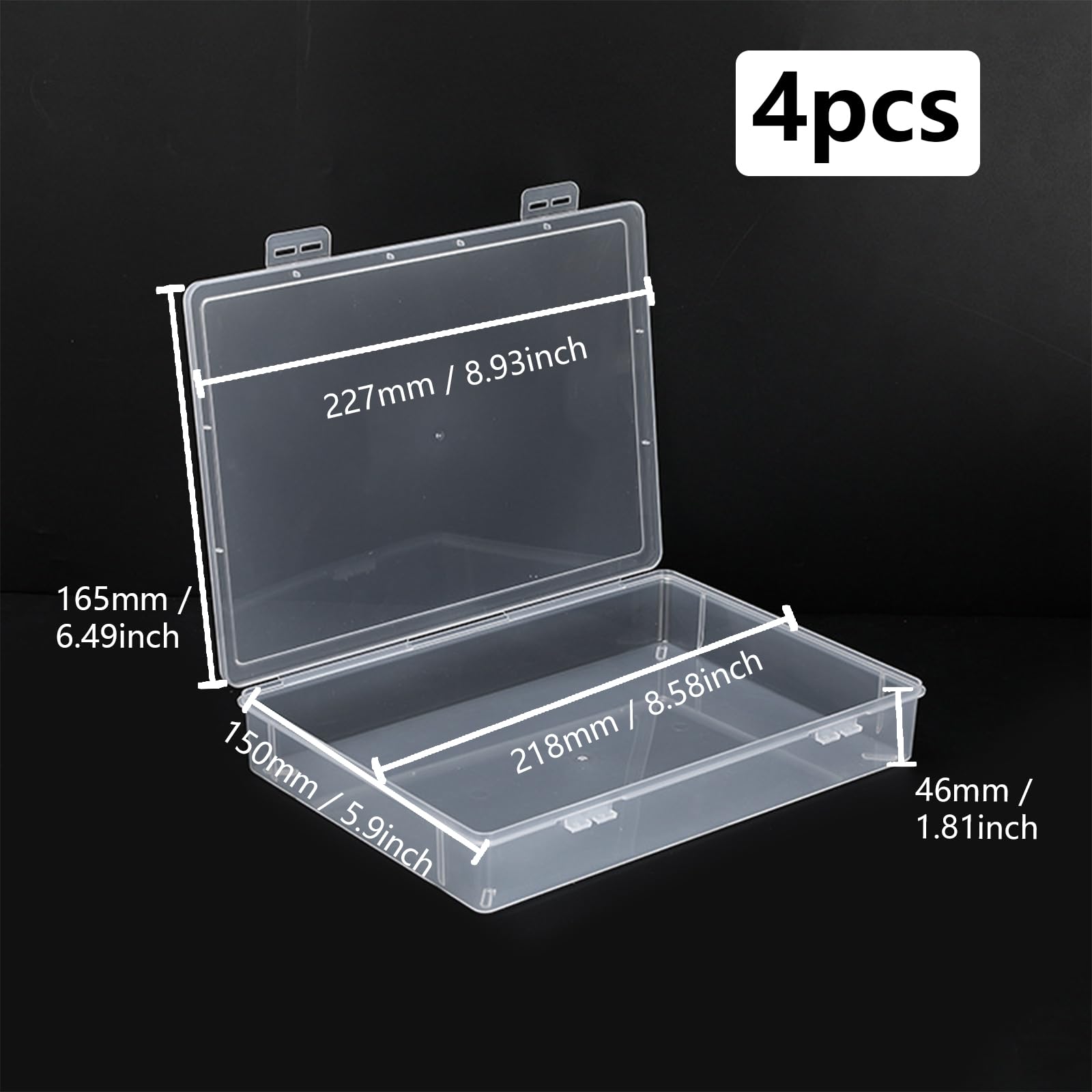 WYAN 4pcs A5 Storage Boxes with Lids, Plastic Box, Stackable Storage Box, Clear Storage Boxes with Lids, for Home Office - Image 2