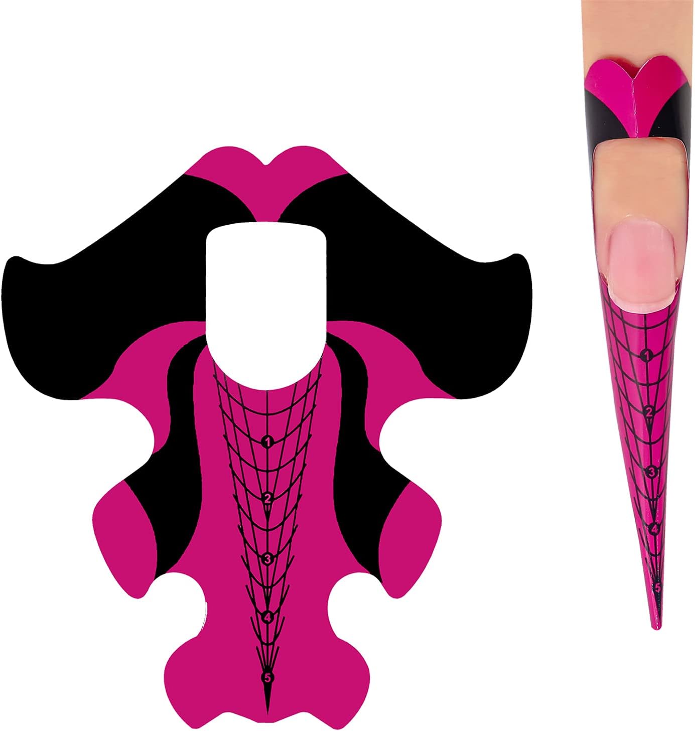 NMKL 100PCS Adhesive Stiletto Nail Forms System for UV Gel Acrylic Nail Tips Extension (Red Fish)