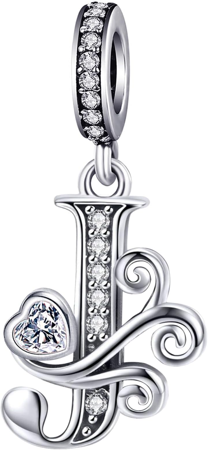 Silver Letter Charm Fit for Pandora Charms Bracelet Alphabet Initial Dangle Charms Beads Jewelry Gifts for Women