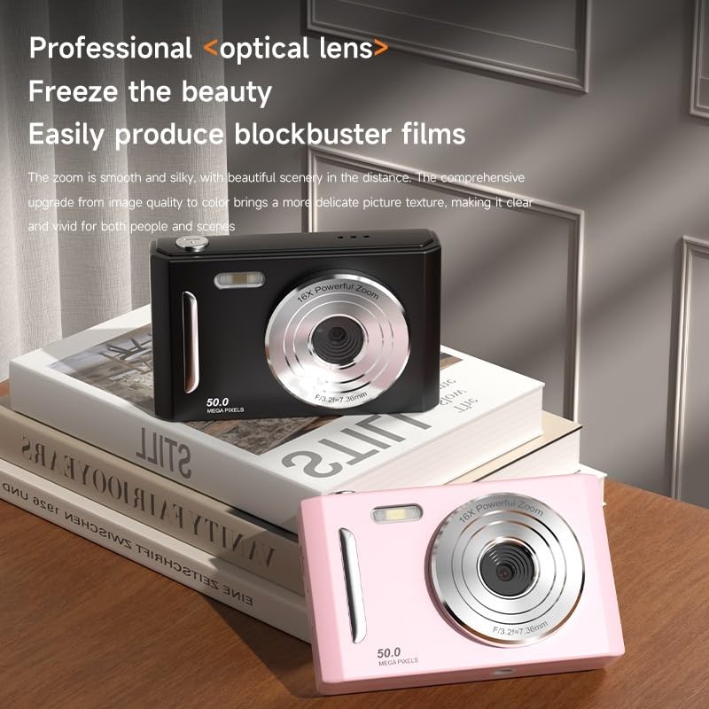 Cámara digital 4K, cámara fotográfica portátil compacta retro, zoom digital de 8X, pantalla IPS de 2.4", cámara portátil para viajes y selfies de nivel de entrada (verde)