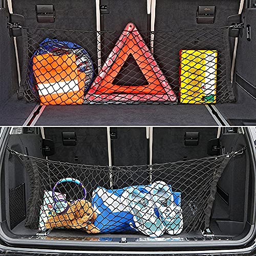 Geweeco JK-005 Car Rear Cargo Net, Universal Adjustable Elastic Trunk Cargo Storage Organizer Net Compatible For Suv, Jeep, Truck, Storage Nylon Mesh Double-Layer thumb #5