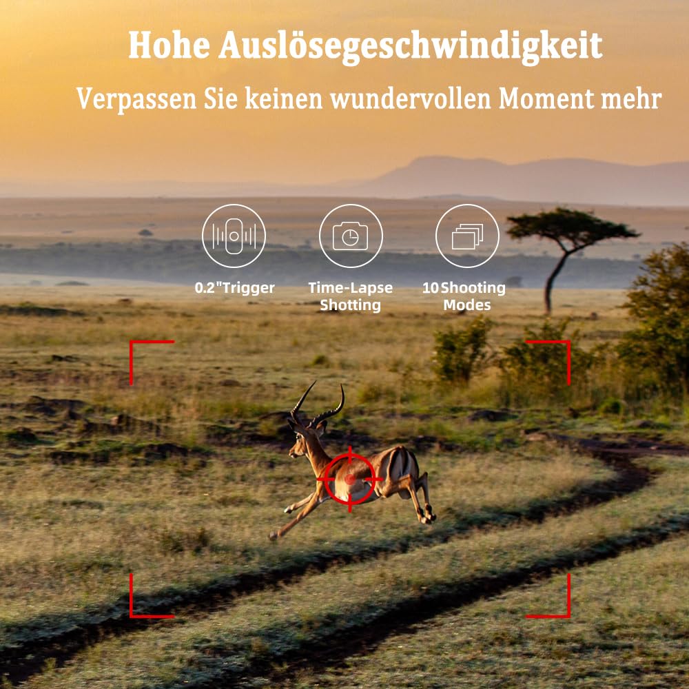 Wildkamera 4G APP, 120 MP 4K, Wildtierkamera mit SIM-Karte, Telefon-Sende-Foto, Nachtsichtkamera 850nm IR LED, Wildkamera mit Bewegungsmelder Nachtsicht, 120° Erfassungswinkel, IP65