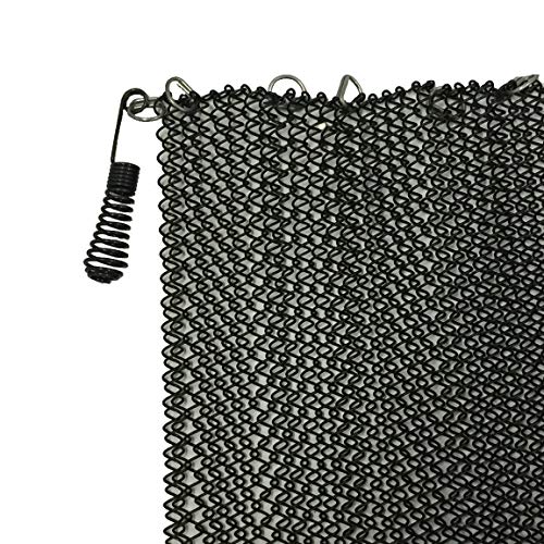 Fireplace Replacement Black Hanging Mesh Curtain Screens Two (2) Panels 24" High X 24" Wide With Pulls #TOP1