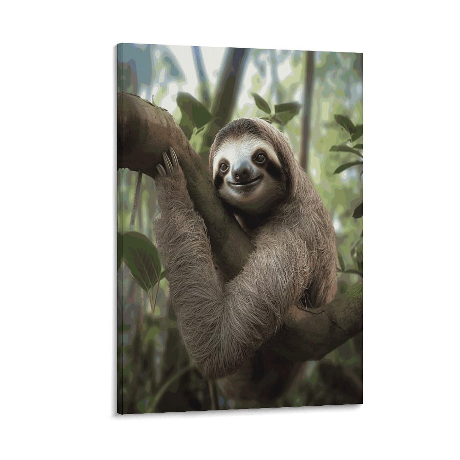 LDGSUPH Sloth Animal Canvas Wall Art Prints Hangable Decor Painting for Wall Prints Painting Artwork Modern Decorative Artwork Ready to Hang Wall Pictures for Home Decor 24x36inch(60x90cm)