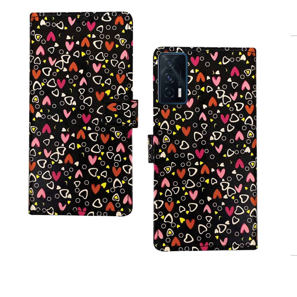 Inktree IQOO 7 5G Flip Case | Premium Leather Finish Flip Cover |Designer Printed Flip Cover for IQOO 7 5G - Black Hearts (B0BHR56VXG) Amazon Price History, Amazon Price Tracker