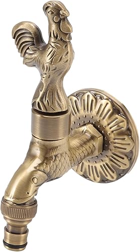 Vista 25 de Grifo de agua montado en la pared G1/2, material de latón, diseño de estilo chino vintage, lavadora de cocina, lavabo, lavabo, grifo de manguera