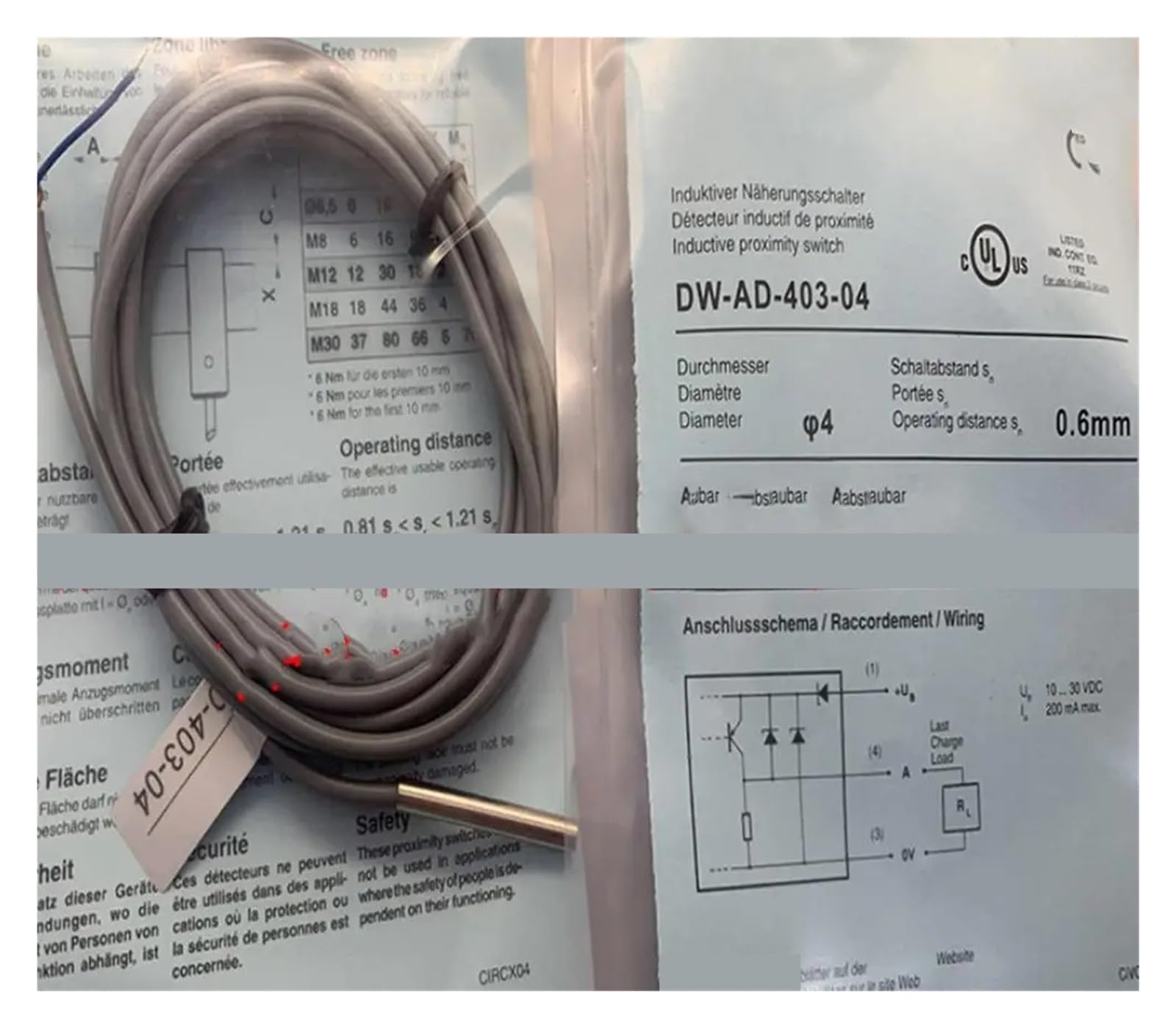 Capteur de proximité DW-AD-403-04 cylindrique pour automatisme et robotique