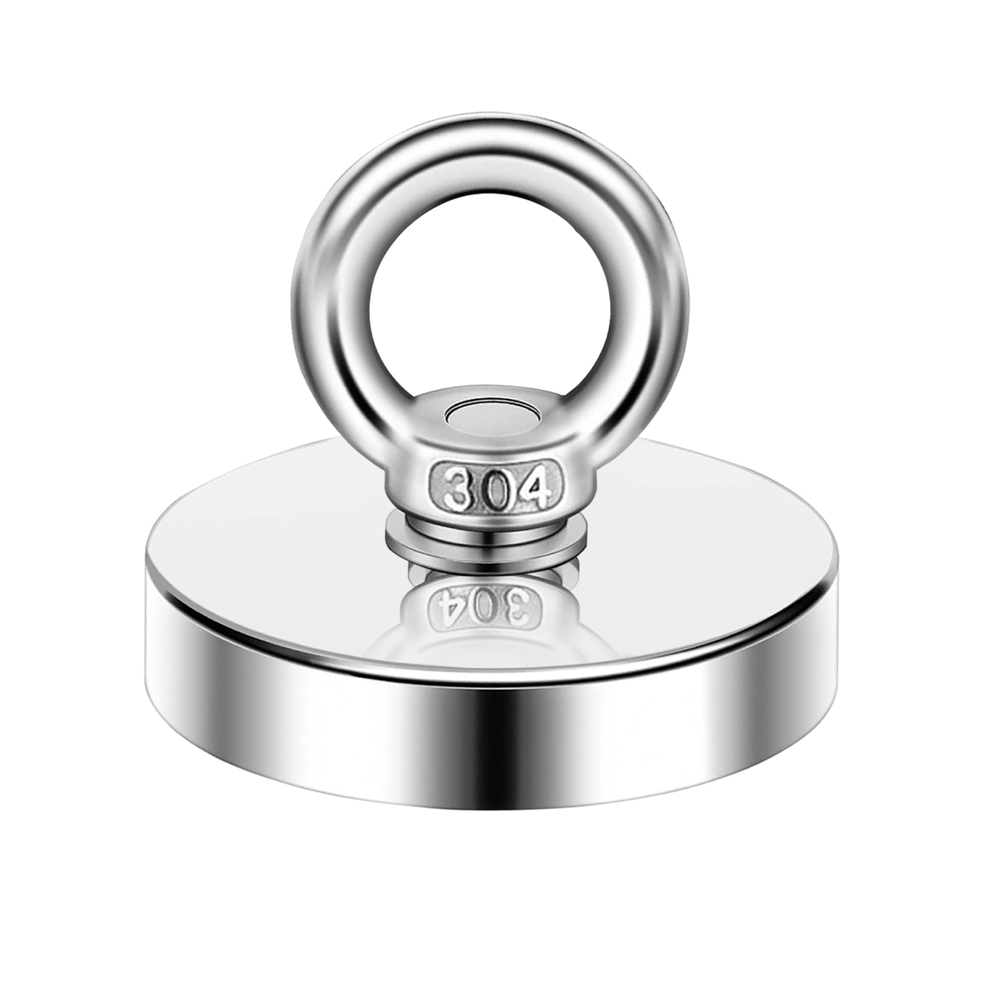 Qcunmag Strong Neodymium Fishing Magnets, 300 Lbs(136 KG) Pulling Force Rare Earth Magnet with Countersunk Hole Eyebolt Diameter 1.89-inch(48 mm) for