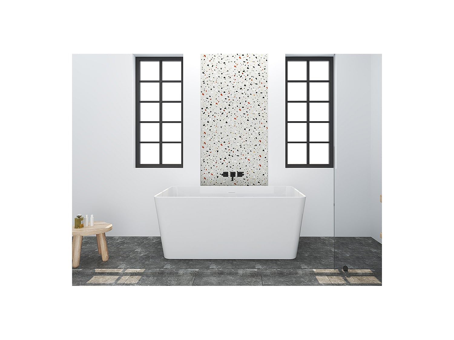 Vente-unique - Baignoire Ólot rectangulaire - 197 L - 130 x 70 x 55 cm - Blanche - Acrylique - SPICARA