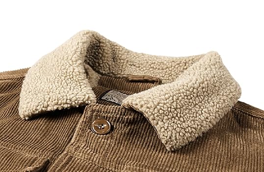 utcoco Men's Vintage Fleece Sherpa Lined Corduroy Denim