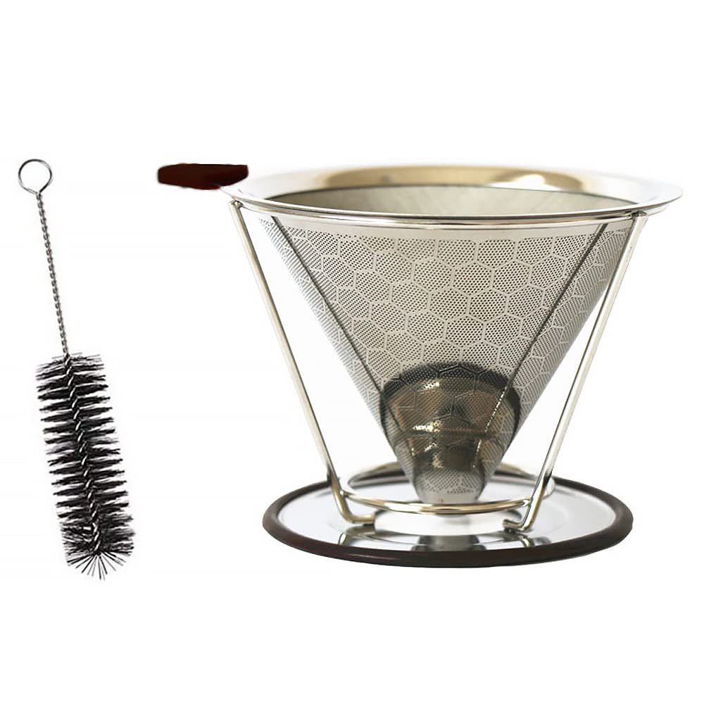 Filtro Per Caffè In Acciaio Inossidabile Oro – Gocciolatore Riutilizzabile A Doppio Strato, 12,5 Cm - 3