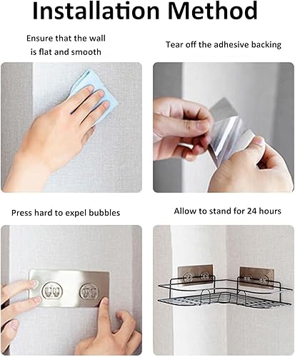 Miniatura 7 de Limvoo Organizador de ducha para ducha, organizador de pared interior de ducha de acero inoxidable, sin perforaciones, organizador de estantes de