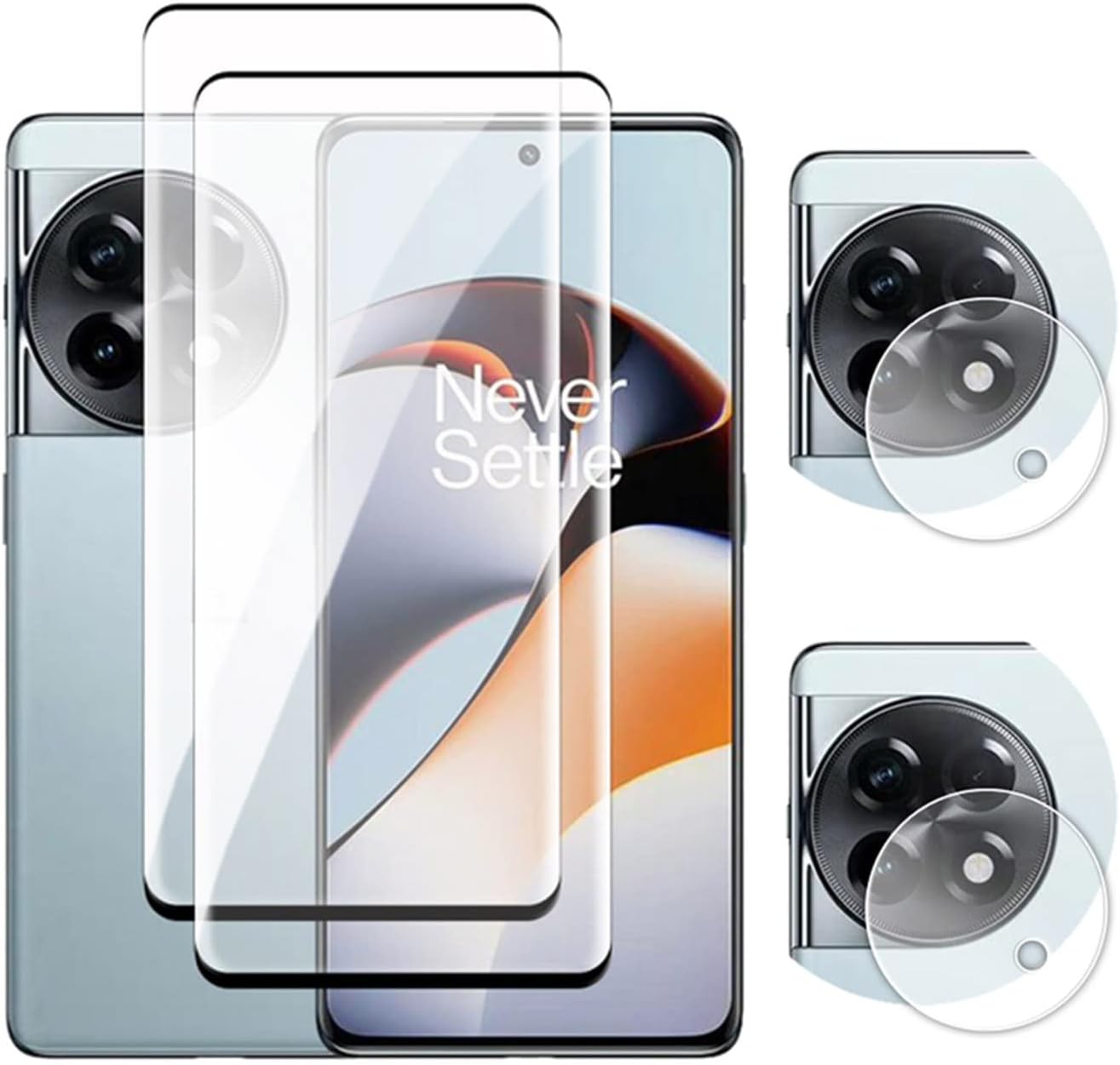 Lukione [2+2Pcs] Compatible with OnePlus 11R Screen Protector & Camera Lens Protector Film 5G Tempered Glass Anti-Scratch No-Bubble (clear)