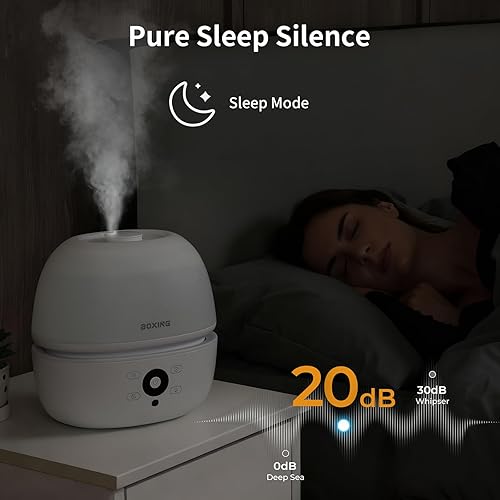 Miniatura 5 de BOXING Humidificadores de llenado superior para dormitorio y bebé con control remoto fácil, humidificador de aire silencioso de 20 dB para