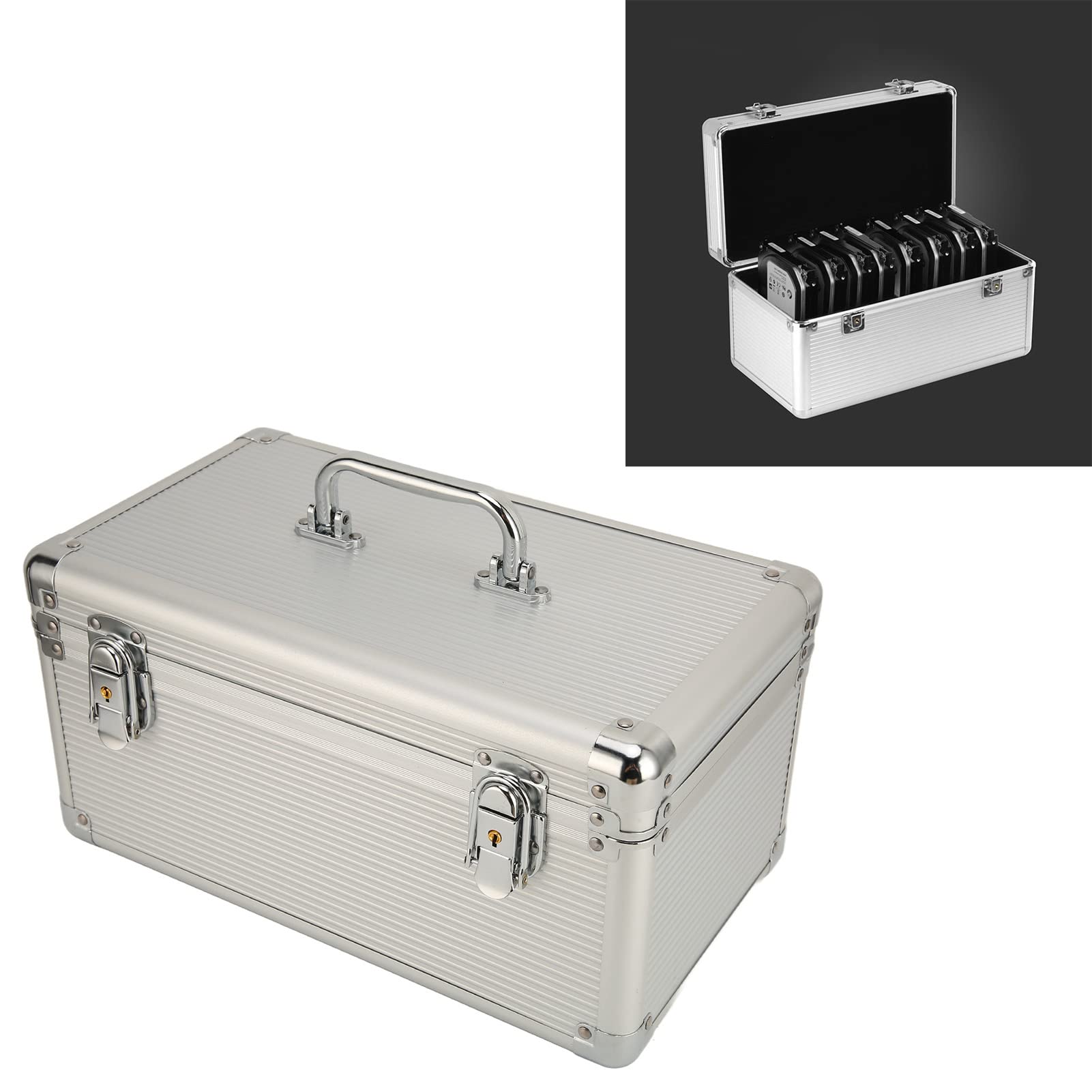 Caja de Almacenamiento de Disco Duro de 14 Bahías para 8 Bahías de 3,5 Pulgadas, 6 Bahías de 2,5 Pulgadas HDD, Caja de Disco Duro de Aluminio Y EVA, Caja de Protección de Disco Duro a Prueba de Golpes